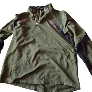 Brooks Mens Quarter Zip Running Pullover Olive Green Black Small Activewear